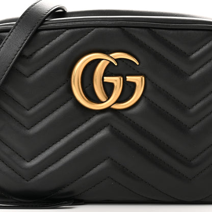 Gucci Calfskin Matelasse Small GG Marmont Chain Shoulder Bag Black 8 of 10