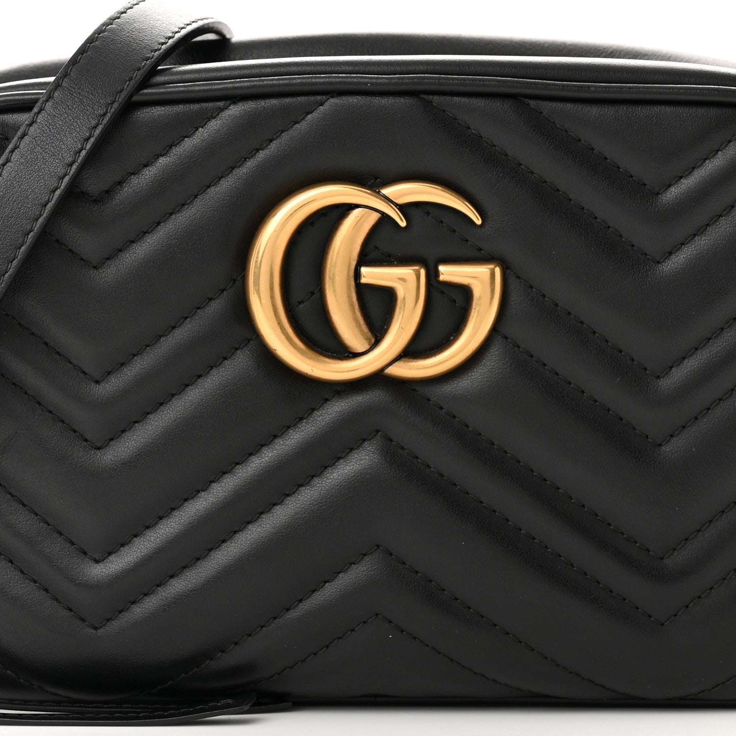 Gucci Calfskin Matelasse Small GG Marmont Chain Shoulder Bag Black 8 of 10