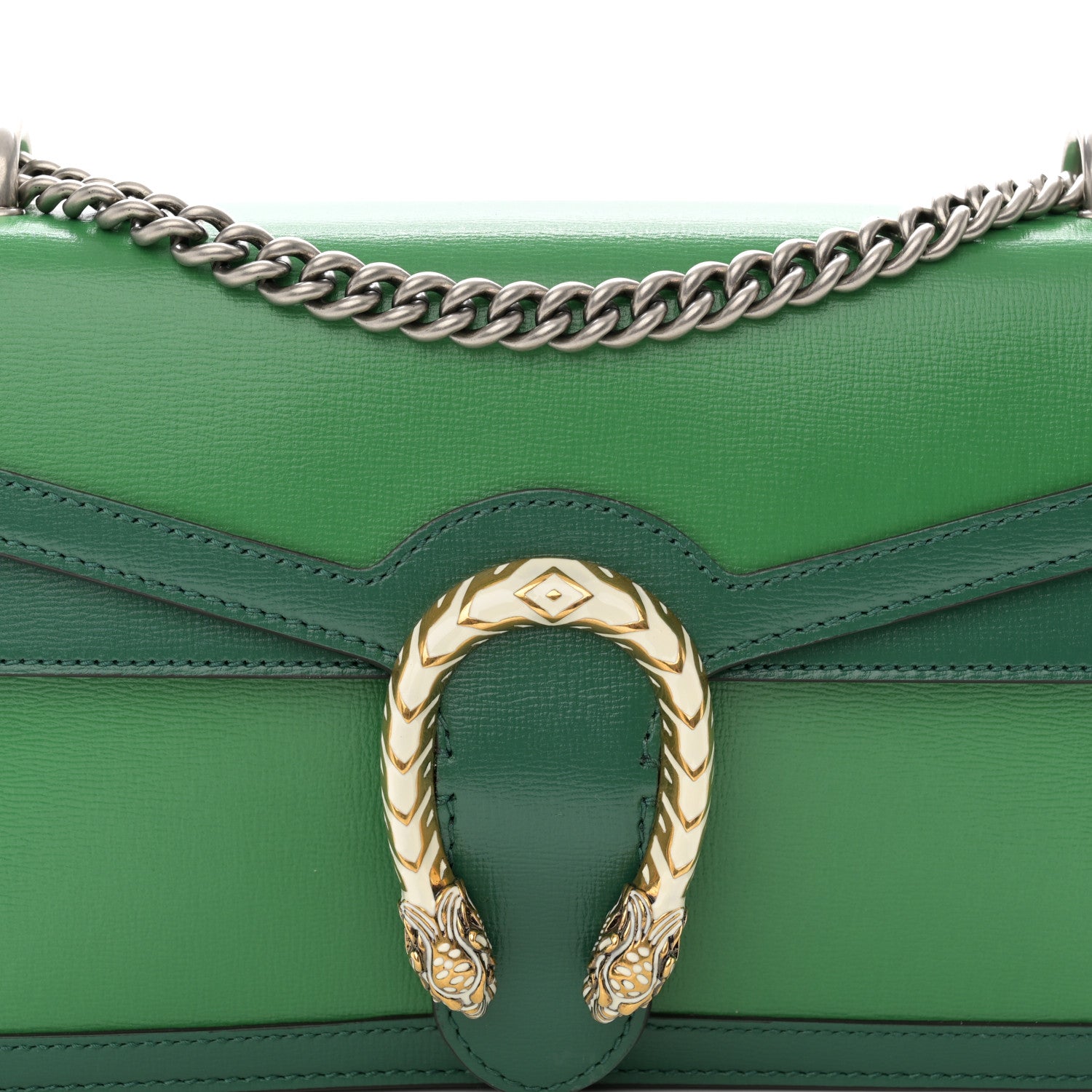 Gucci Azalea Calfskin Enamel Small Dionysus Shoulder Bag New Shamarock Emerald Off White 9 of 13