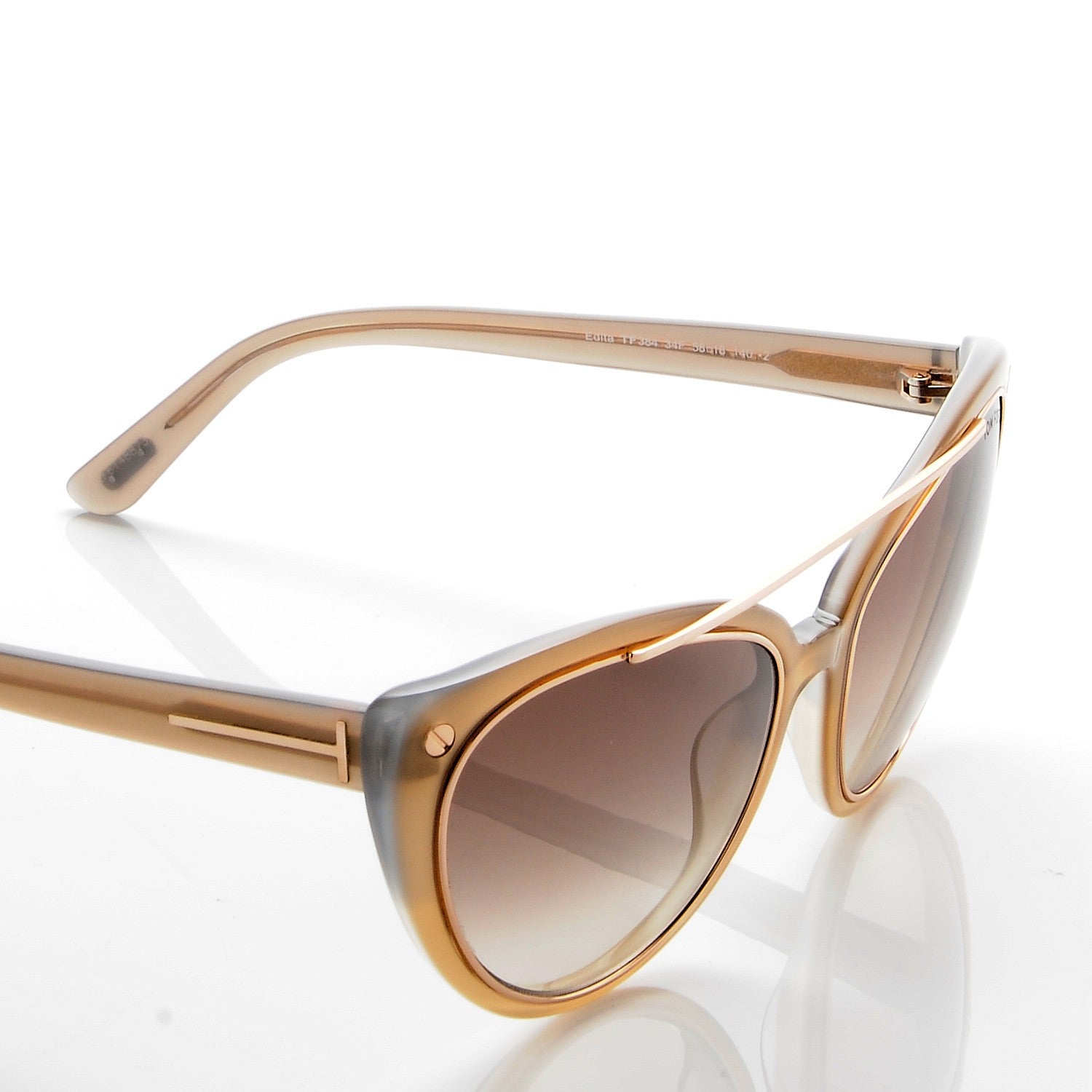 Tom Ford Edita Sunglasses TF384 Pearl Bronze 6 of 8
