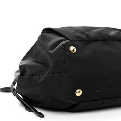Prada Tessuto Nylon Jacquard Logo Drawstring Tote Black 9 of 10