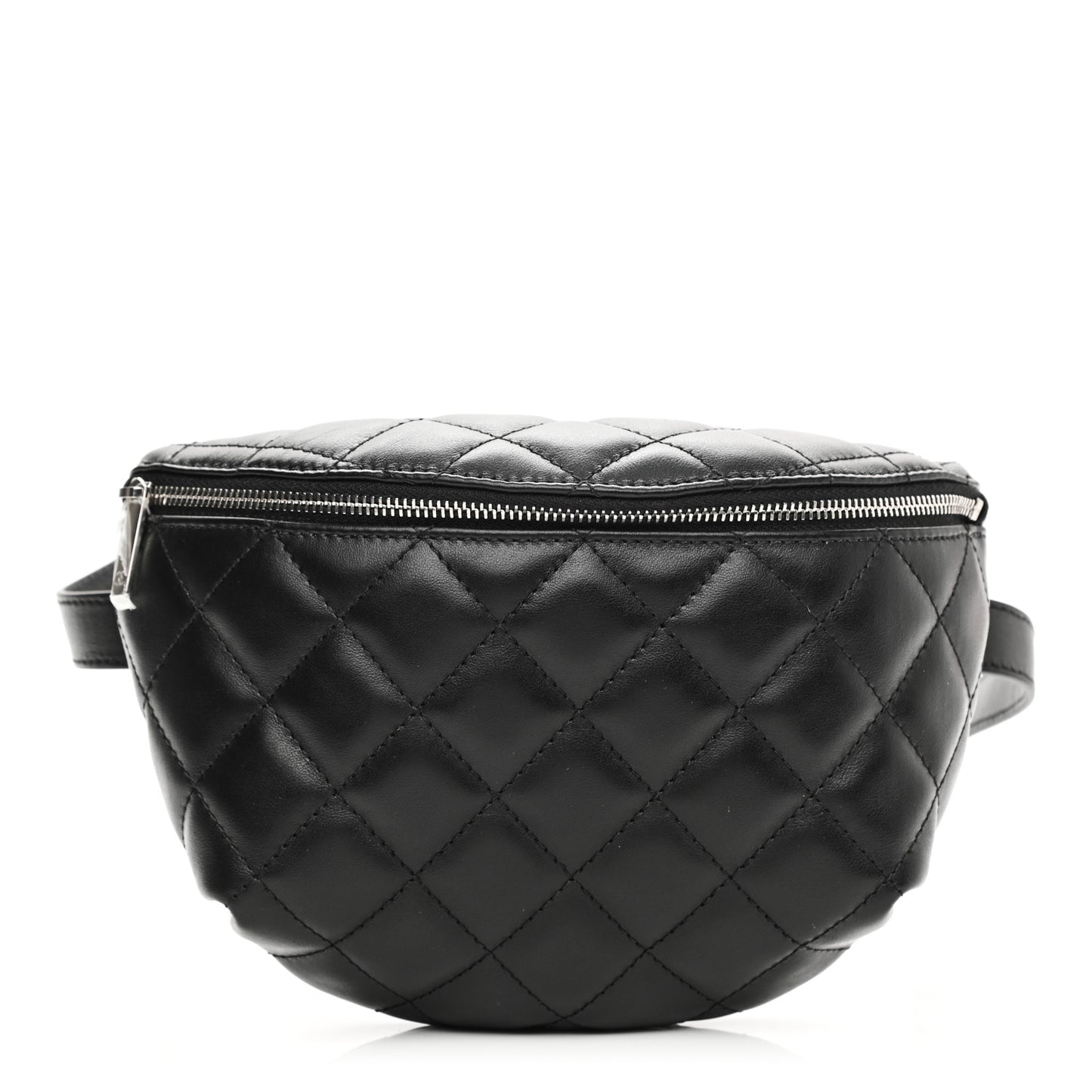 Grained Calfskin Quilted Waist Belt Bag Black