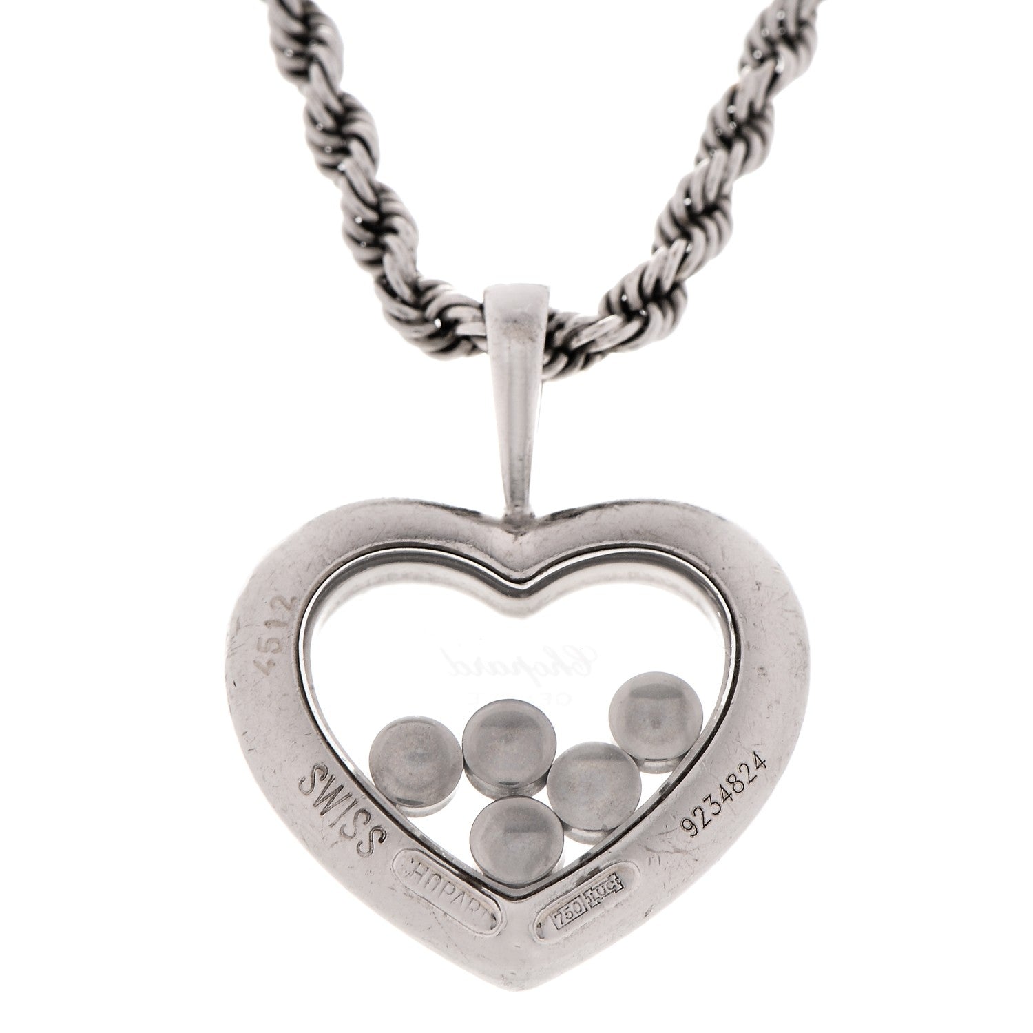 Chopard 18K White Gold 5 Happy Diamonds Icons Heart Pendant Necklace 5 of 7