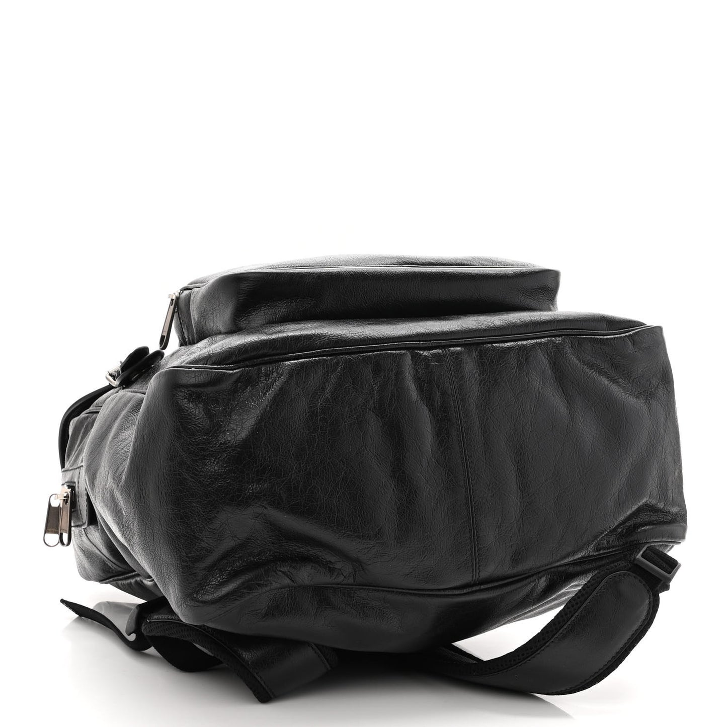 Fluffy Calfskin Mesh Nylon Medium Morpheus Double Buckle Backpack Black