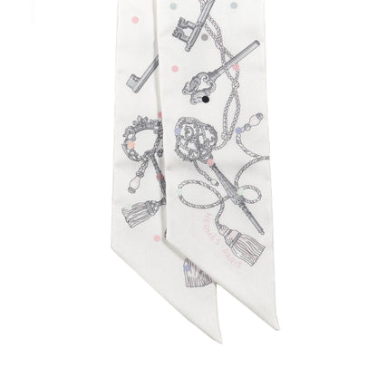 Hermes Silk Les Cles A Pois Twilly White Gris Acier 2 of 4