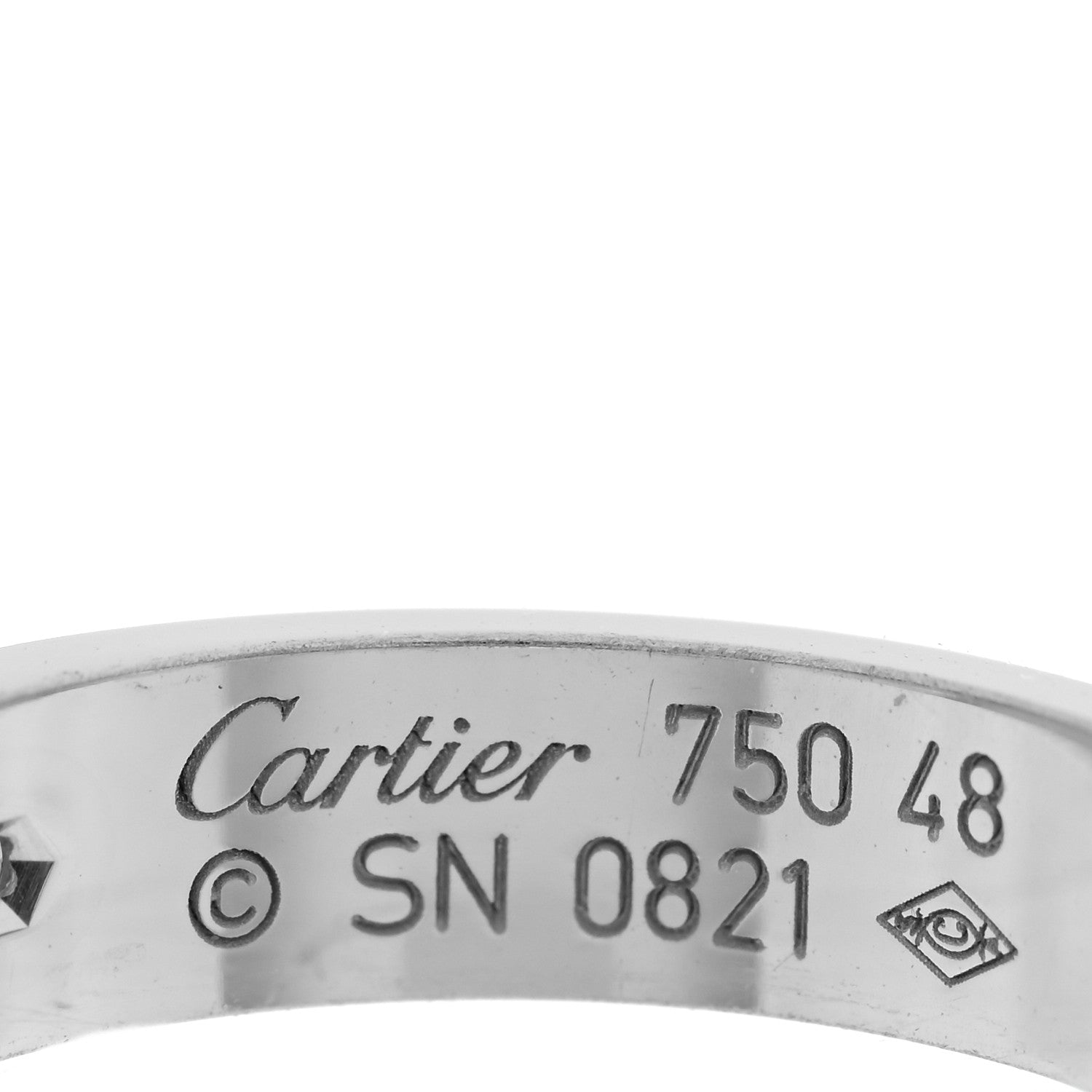 Cartier 18K White Gold Diamond 4mm LOVE Wedding Band Ring 48 4.5 4 of 4