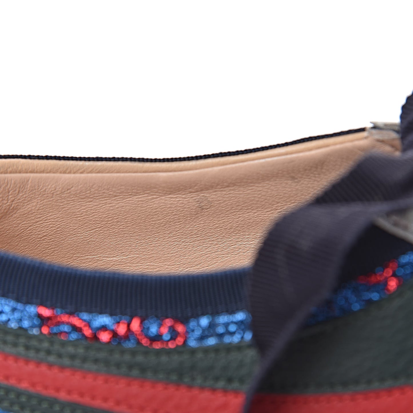 Lurex Calfskin Web GG Monogram Womens Falacer Sneakers 36.5 Iridescent Blue Iridescent Red Silver