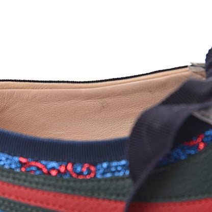 Gucci Lurex Calfskin Web GG Monogram Womens Falacer Sneakers 36.5 Iridescent Blue Iridescent Red Silver 6 of 12