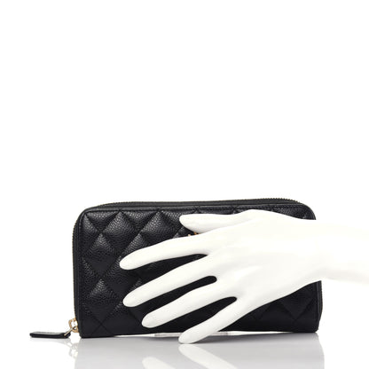 Chanel Caviar Quilted Large Gusset Zip Around Wallet Black 2 of 9
