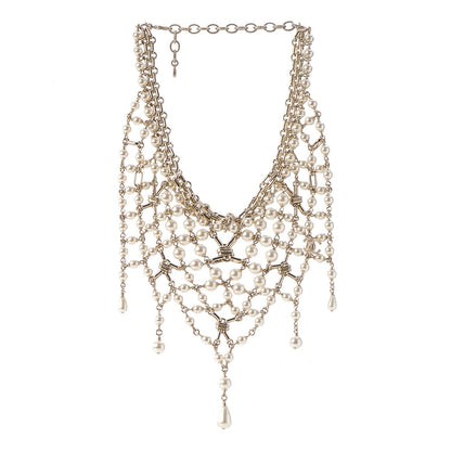 Chanel Pearl Chain Large Bib Necklace Gold 3 of 6