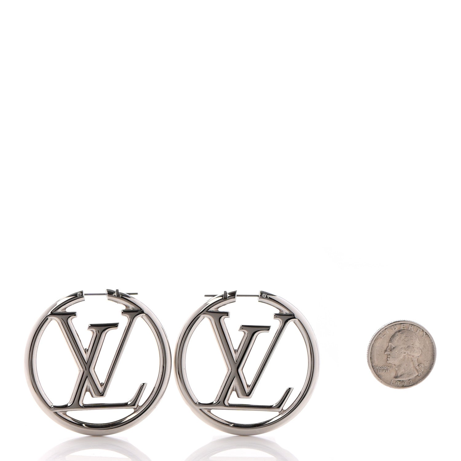 Louis Vuitton Palladium Louise Hoop Earrings Silver 2 of 5