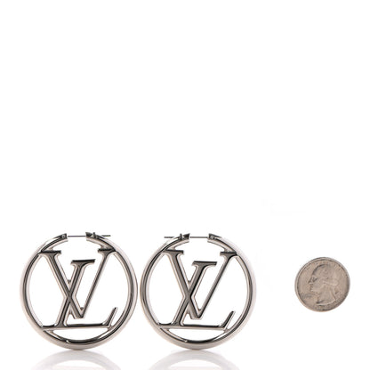 Louis Vuitton Palladium Louise Hoop Earrings Silver 2 of 5