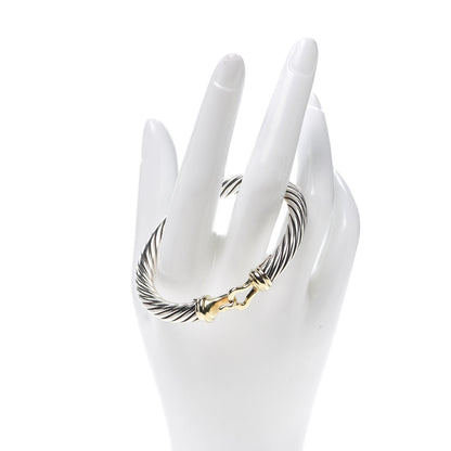 David Yurman Sterling Silver 14K Yellow Gold 7mm Cable Classic Buckle Bracelet 2 of 5