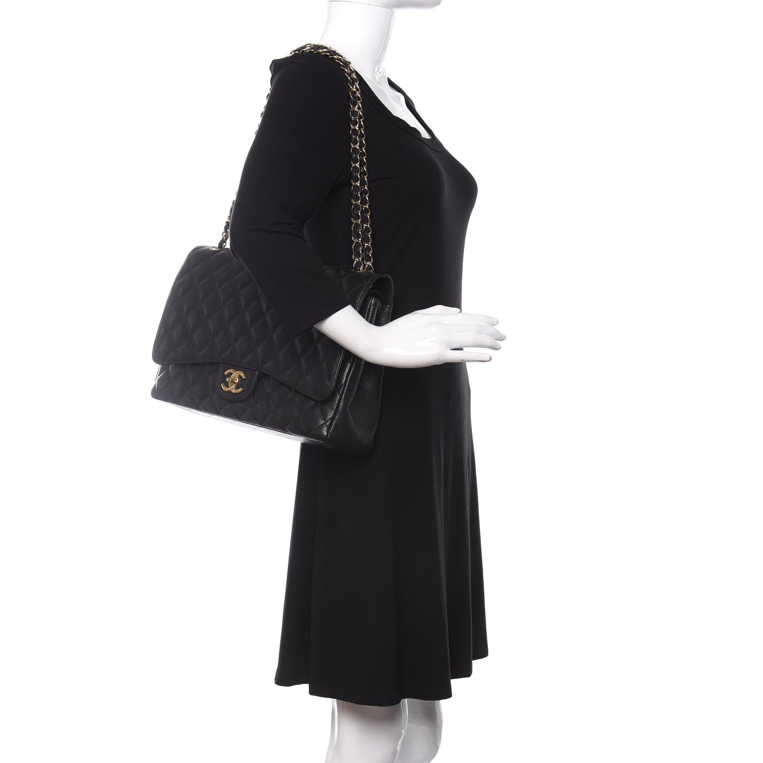 Chanel Caviar Quilted Maxi Double Flap Black 2 of 10