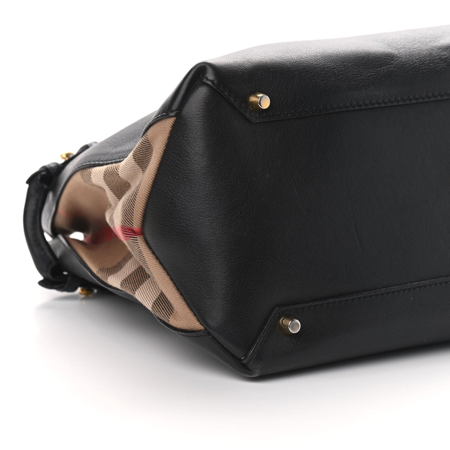 Burberry Calfskin House Check Small Banner Tote Black 5 of 13