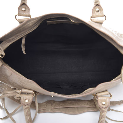 Balenciaga Calfskin Crocodile Embossed Classic Gold Hardware City Beige Latte 6 of 8