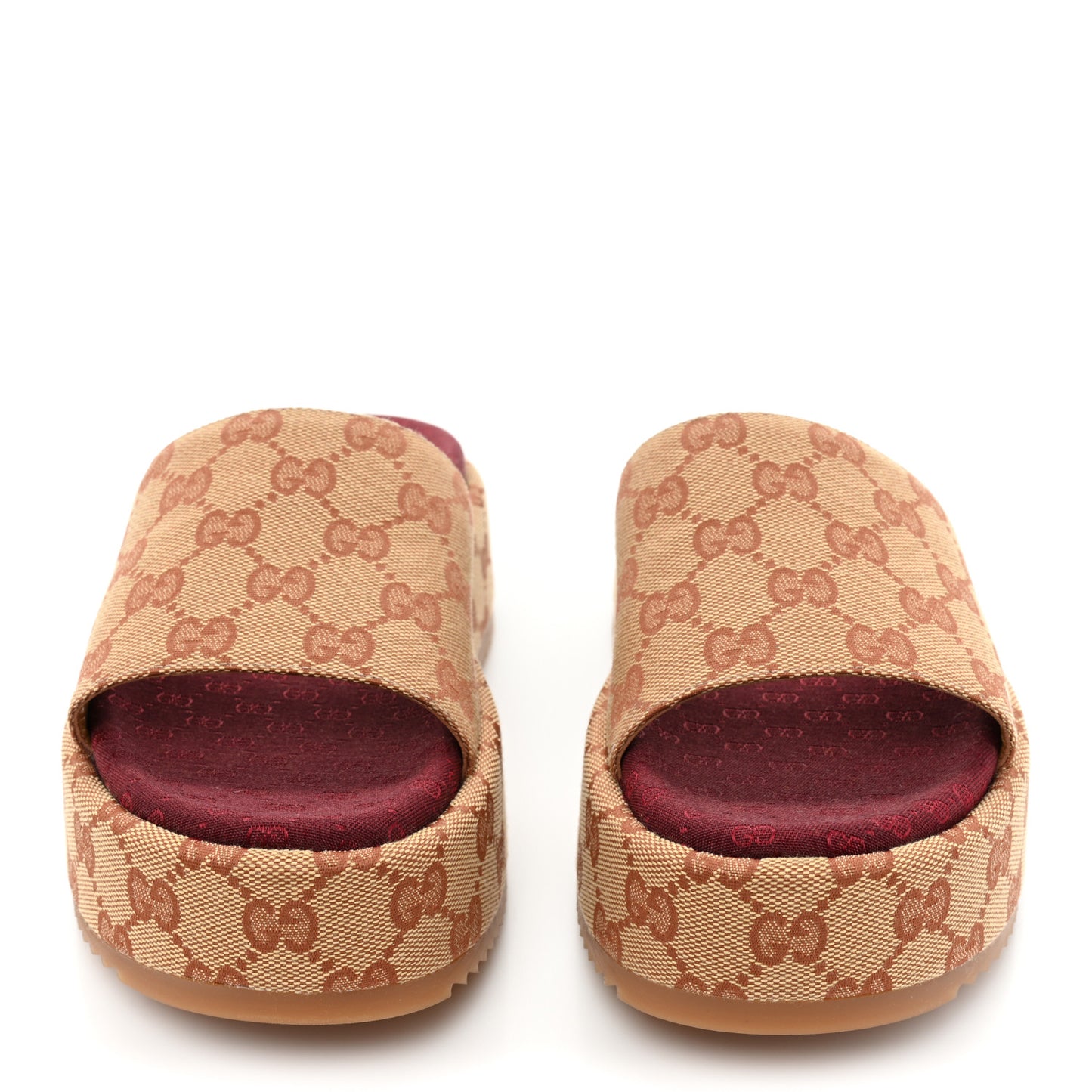 Canvas GG Monogram Angelina Platform Slide Sandals 36.5 Beige Ruggine