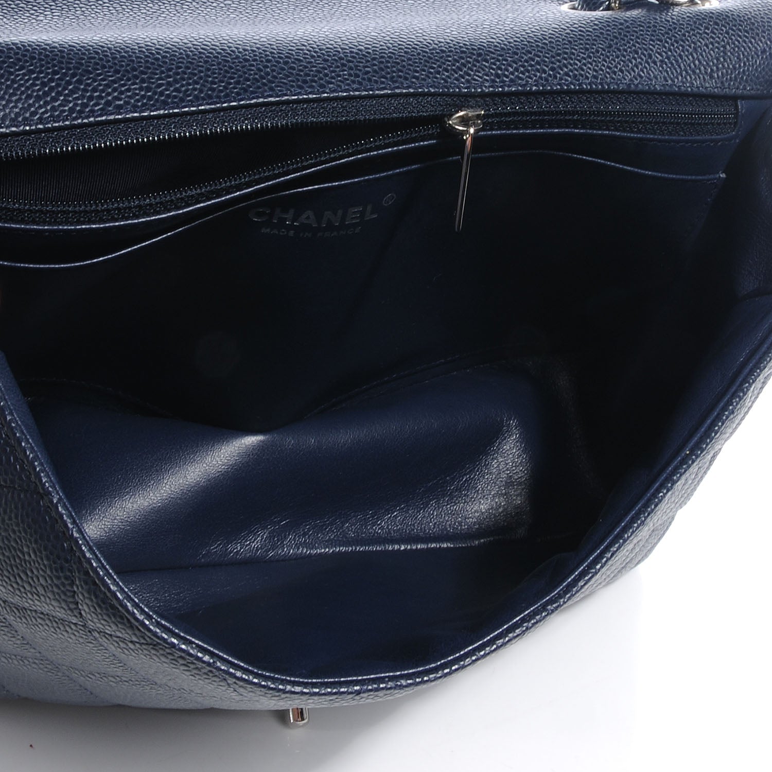 Chanel Caviar Jumbo Single Flap Dark Navy 9 of 9