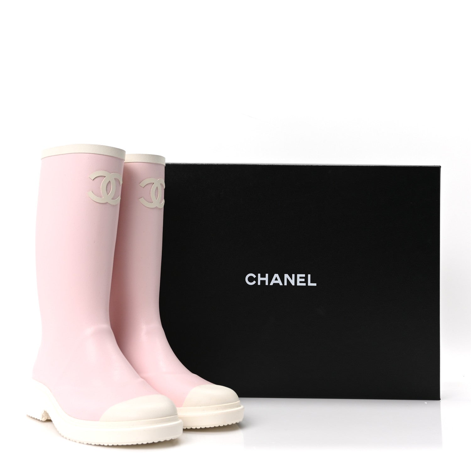 Chanel Caoutchouk CC High Boots 38 Light Pink White 9 of 9