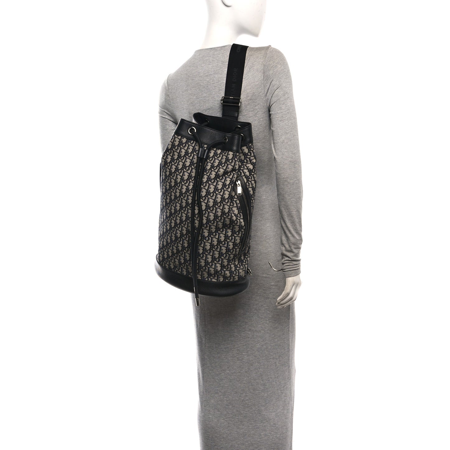 Oblique Convertible Drawstring Sling Bucket Backpack Black Multicolor Black Multicolor