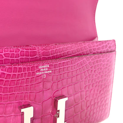 Hermes Shiny Alligator Constance Long Wallet Rose Scheherazade 11 of 12