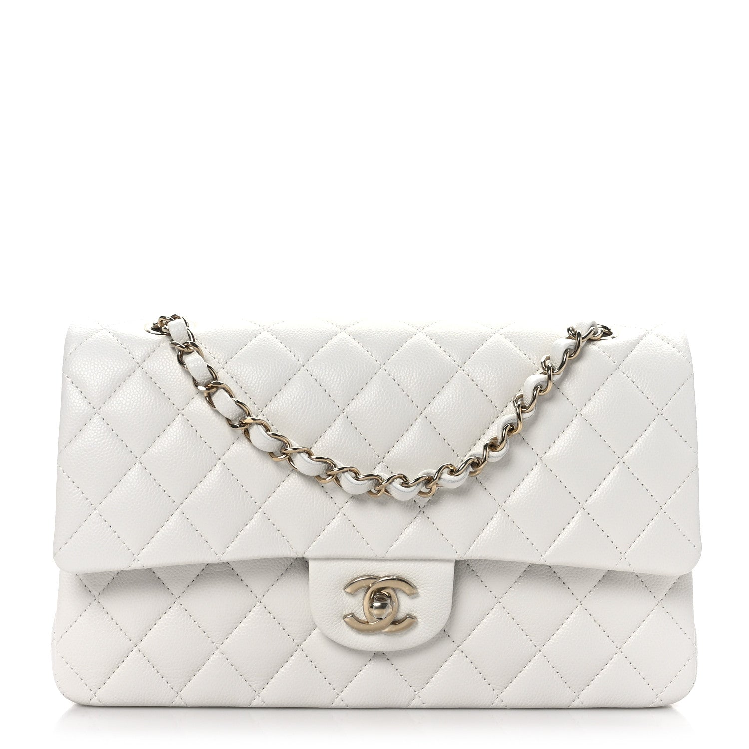 Chanel Caviar Quilted Medium Double Flap White 1 of 9