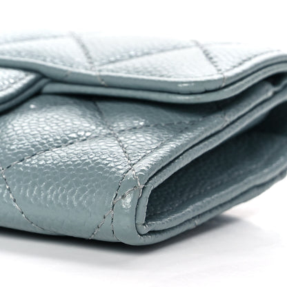 Chanel Caviar Quilted Flap Card Holder Wallet Light Blue 10 of 12