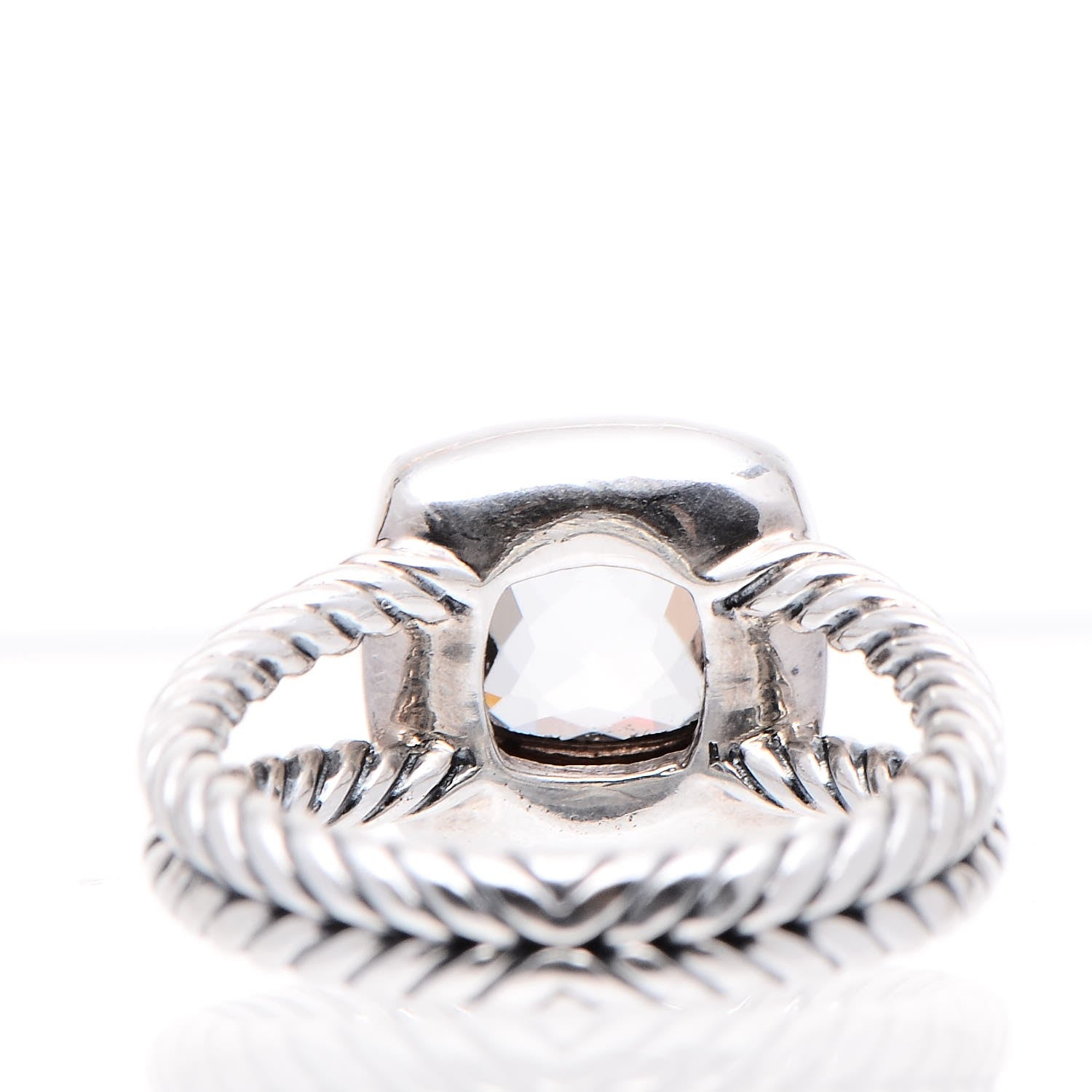 David Yurman Sterling Silver Diamond White Topaz 7mm Petite Albion Ring 51 5.75 6 of 7