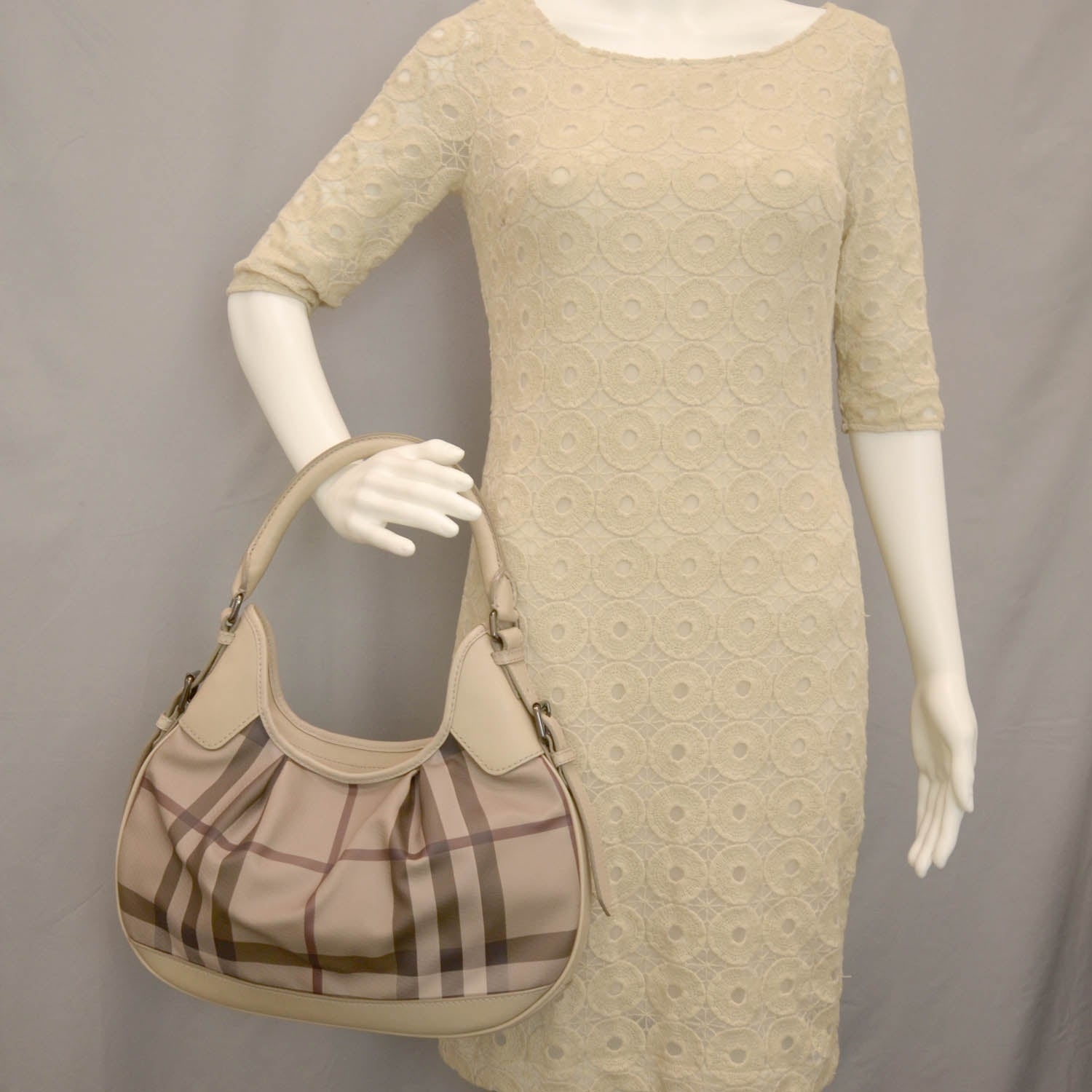 Burberry Smoked Check Brooklyn Hobo Trench 2 of 7