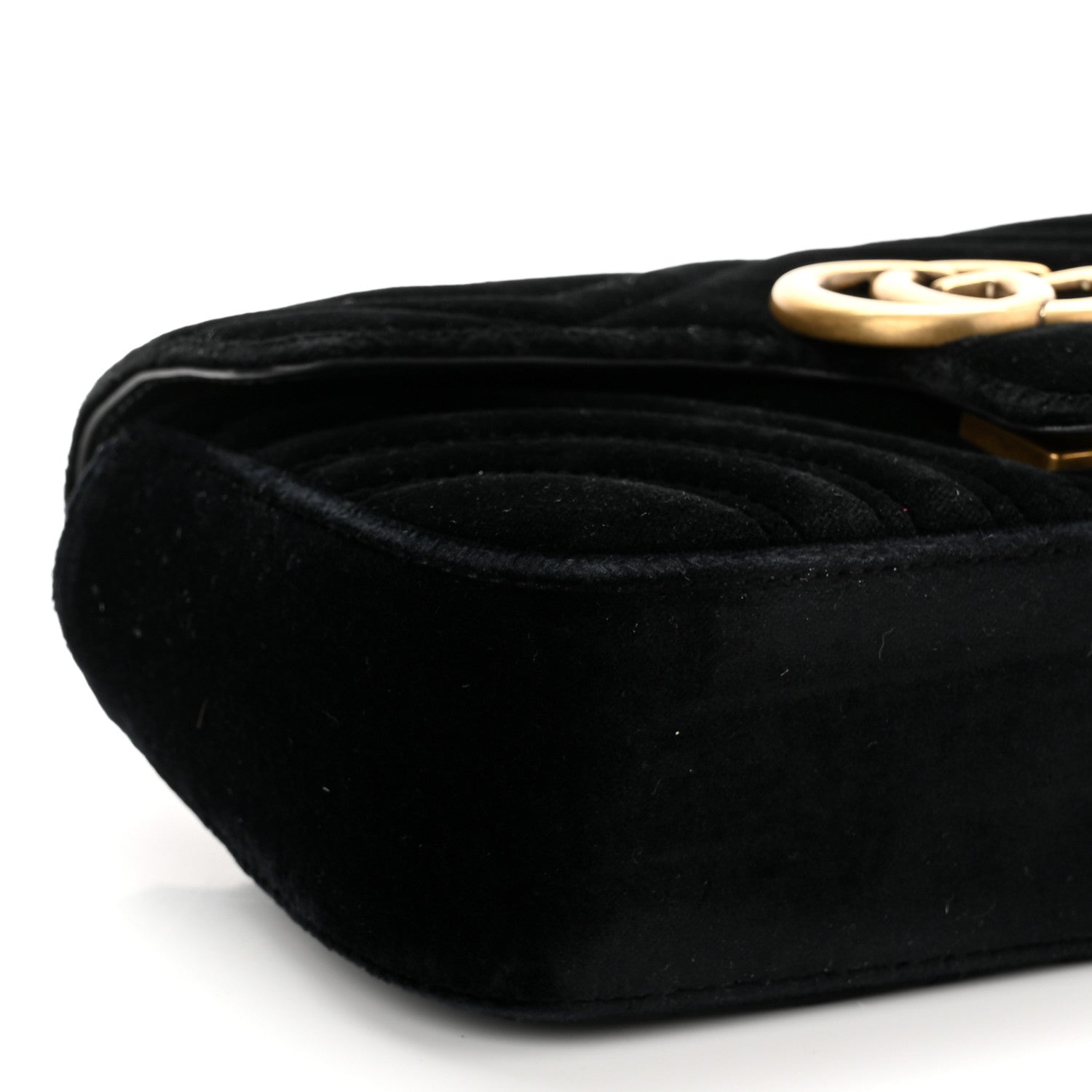 Gucci Velvet Matelasse Mini GG Marmont Shoulder Bag Black 9 of 10