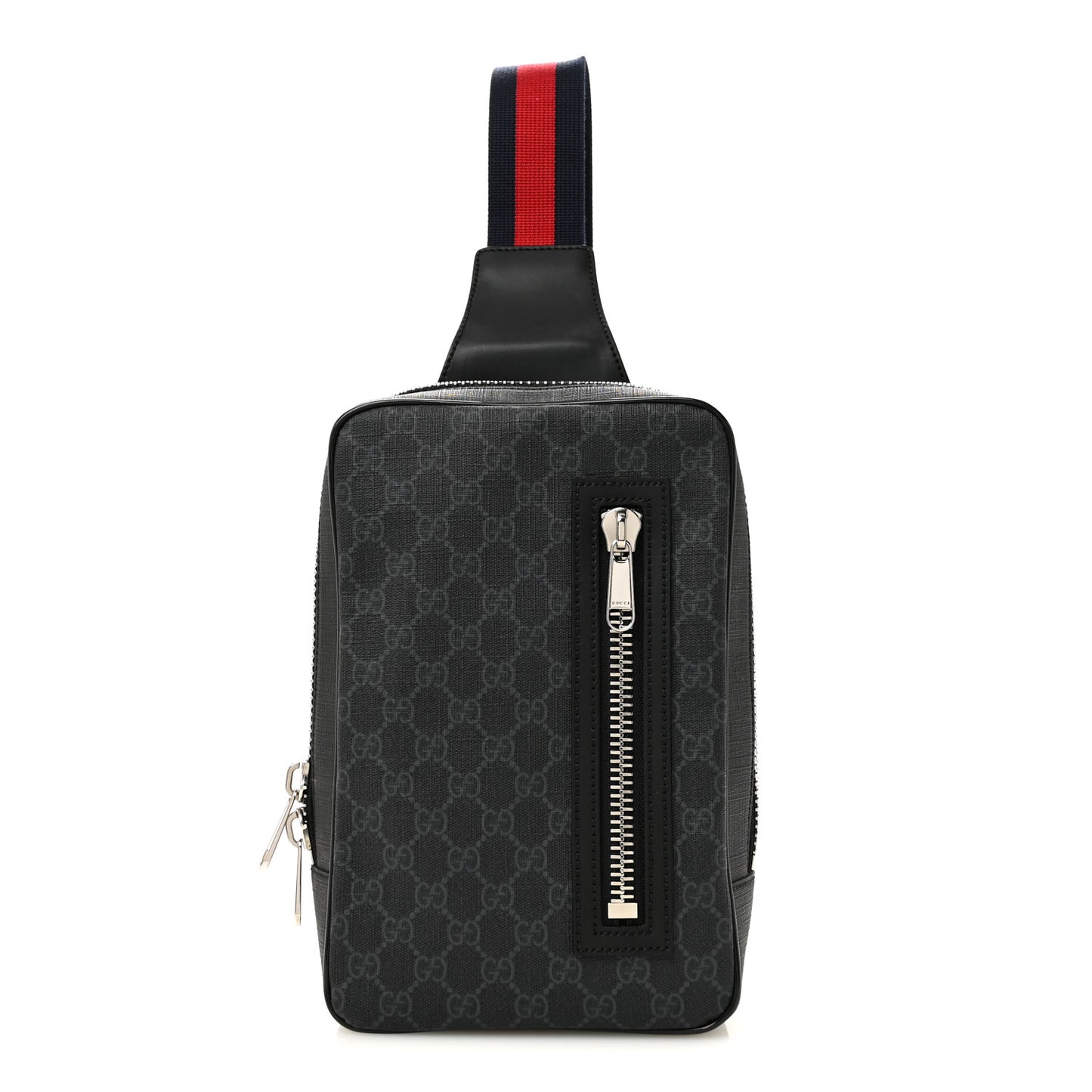 GG Supreme Monogram Web Belt Bag Black Grey