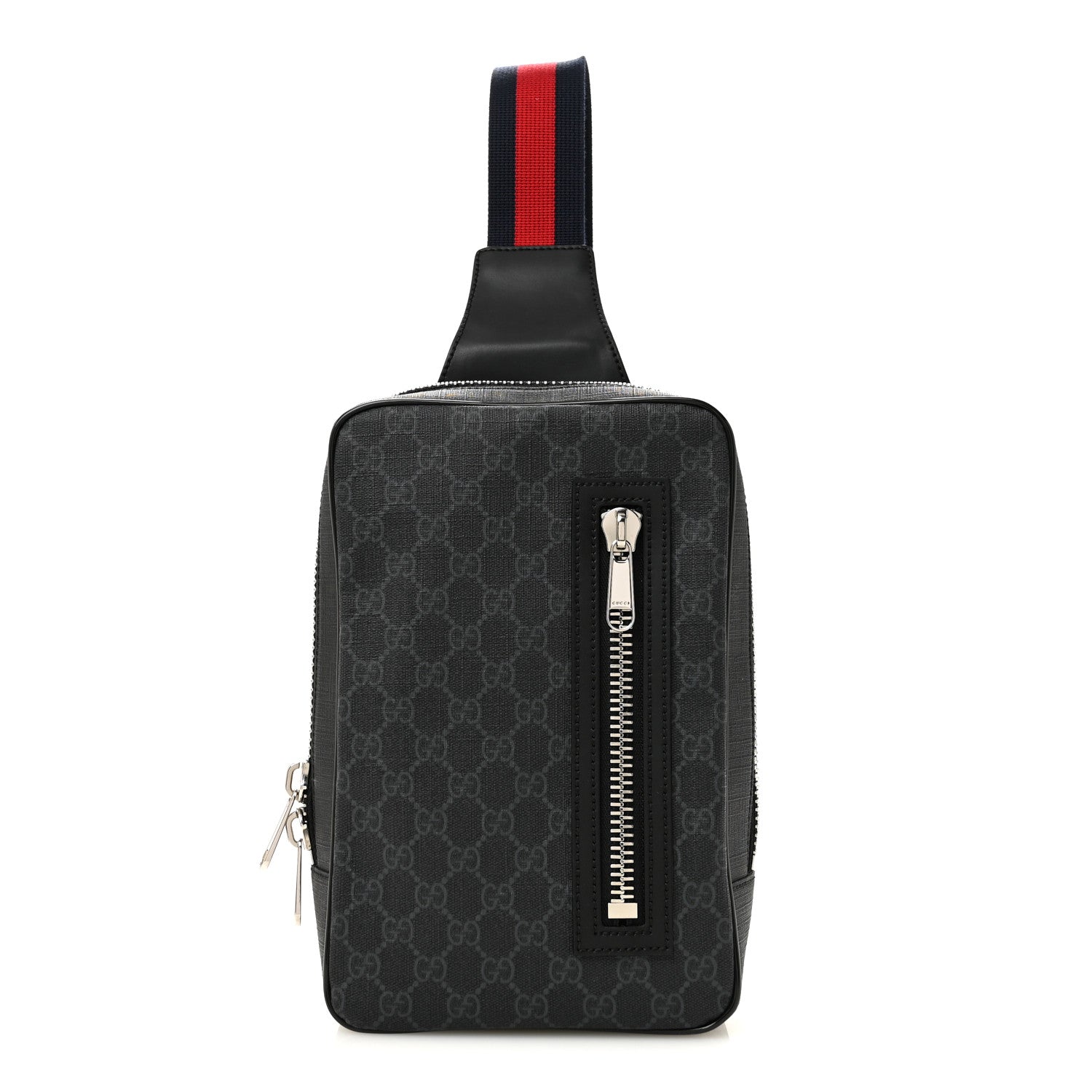 Gucci GG Supreme Monogram Web Belt Bag Black Grey 1 of 10