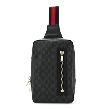 Gucci GG Supreme Monogram Web Belt Bag Black Grey 1 of 10