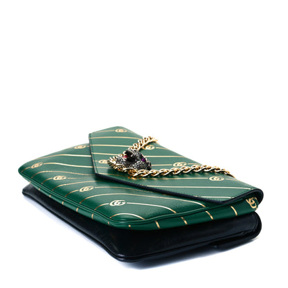 Gucci Calfskin Diagonal GG Medium Thiara Double Envelope Shoulder Bag Emerald Green Black 6 of 9