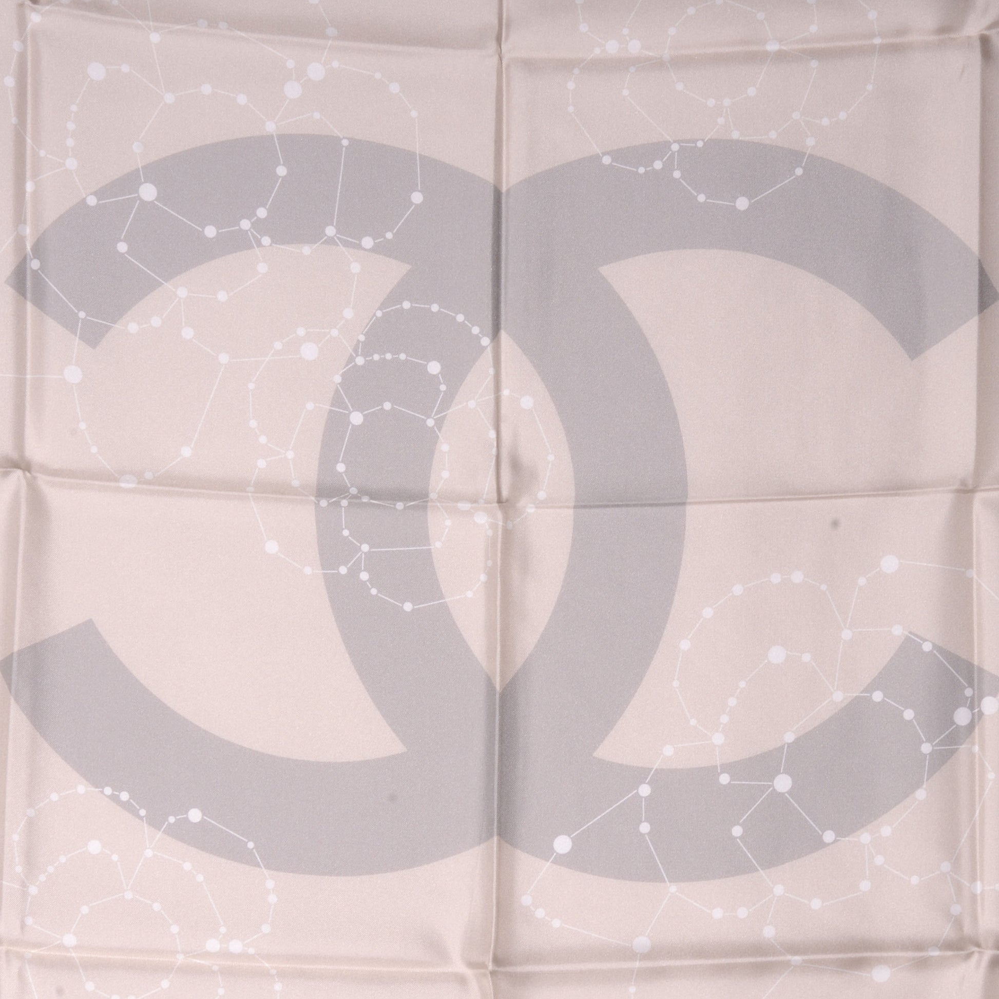 Chanel Silk Camellia Constellation CC Reversible Square Scarf Pink Grey 1 of 5