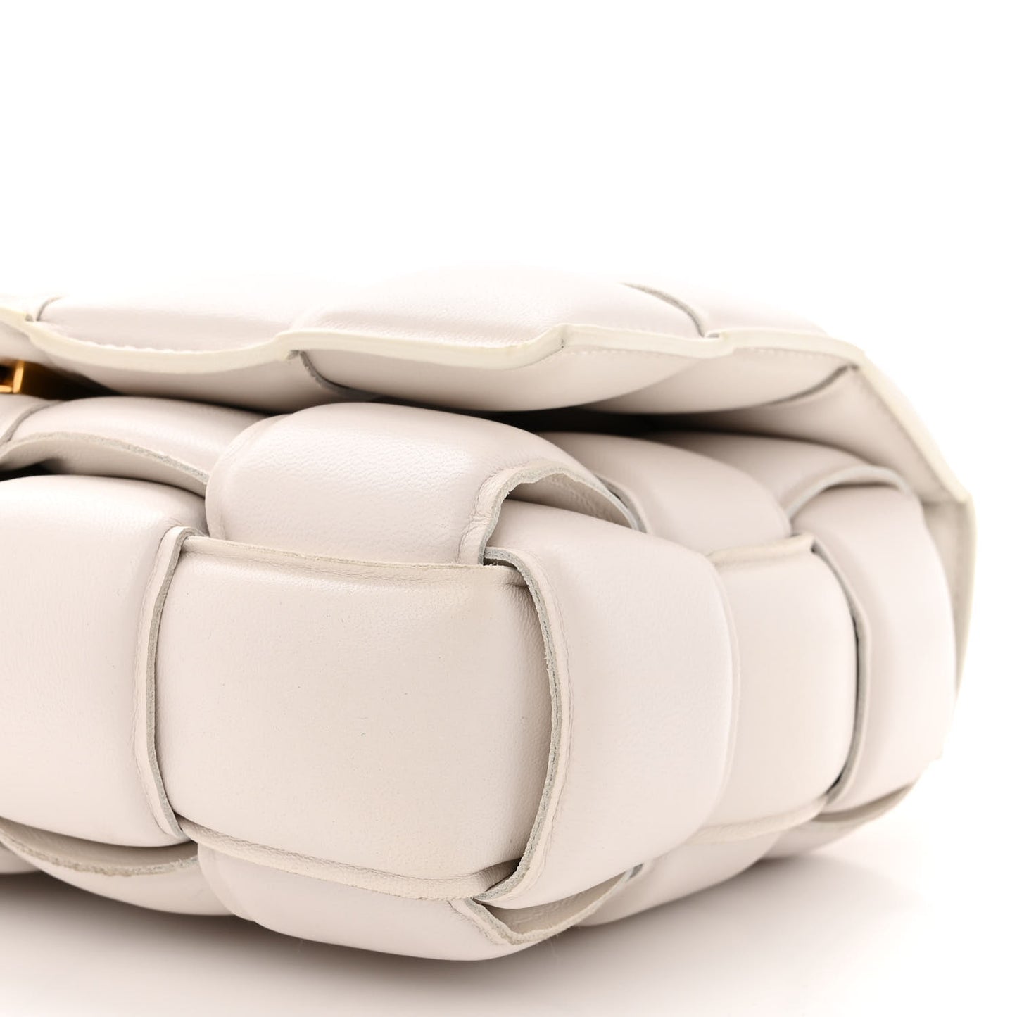 Lambskin Maxi Intreccio Padded Chain Cassette Crossbody Bag White