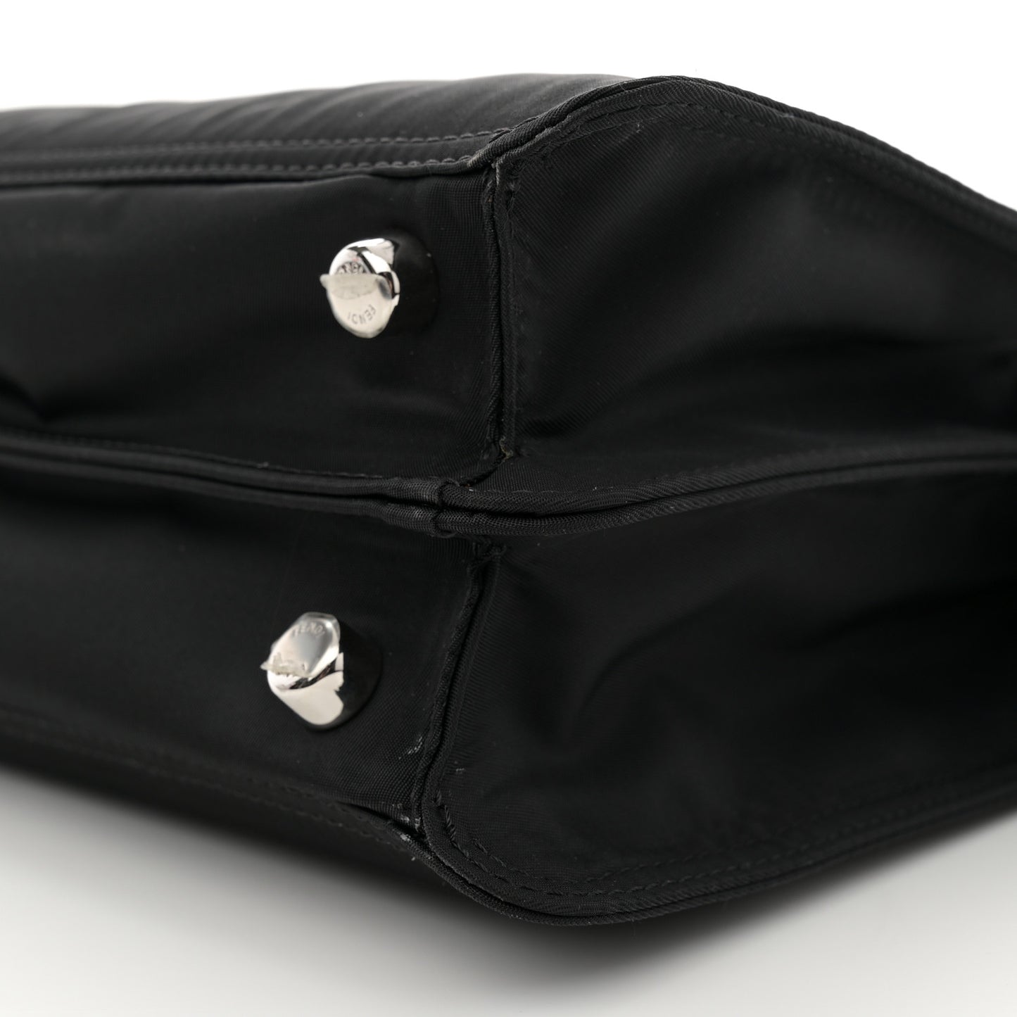 Nylon Vitello Cover Logo Embossed Mini Peekaboo I SEE U Satchel Black White