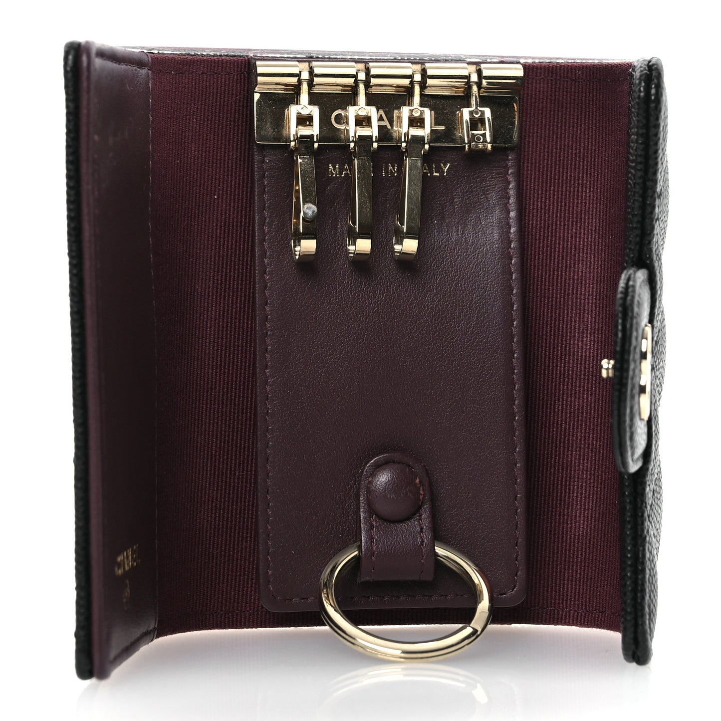 Caviar Quilted Classic 4 Key Holder Wallet Black