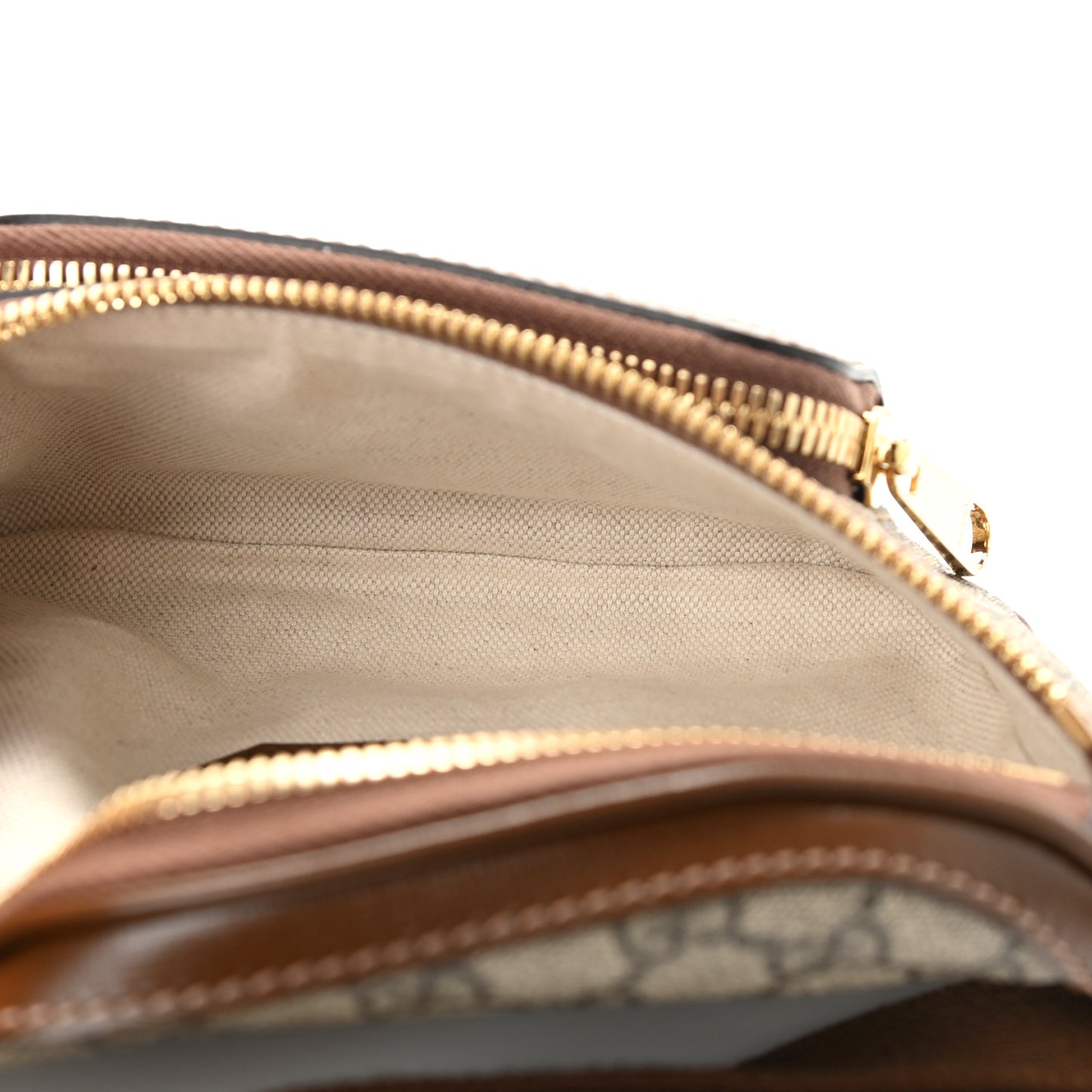 GG Supreme Monogram Textured Calfskin Retro Interlocking G Belt Bag Beige Ebony Brown Sugar