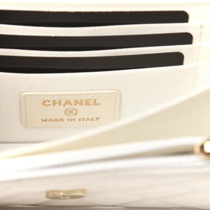 Chanel Calfskin Quilted CC Pearl Mini Wallet On Chain Flap White 6 of 11