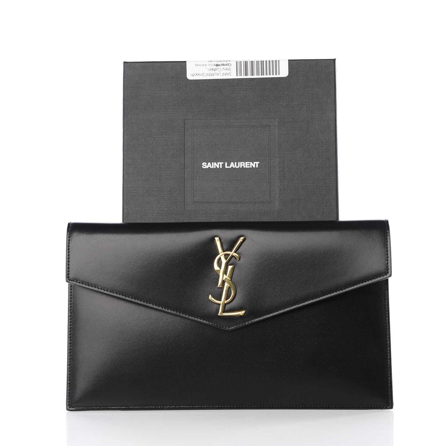 Saint Laurent Smooth Shiny Calfskin Monogram Uptown Pouch Black 7 of 7