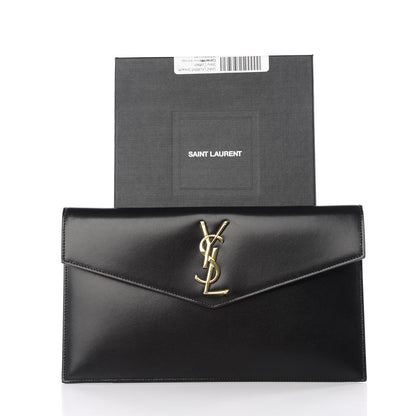Saint Laurent Smooth Shiny Calfskin Monogram Uptown Pouch Black 7 of 7