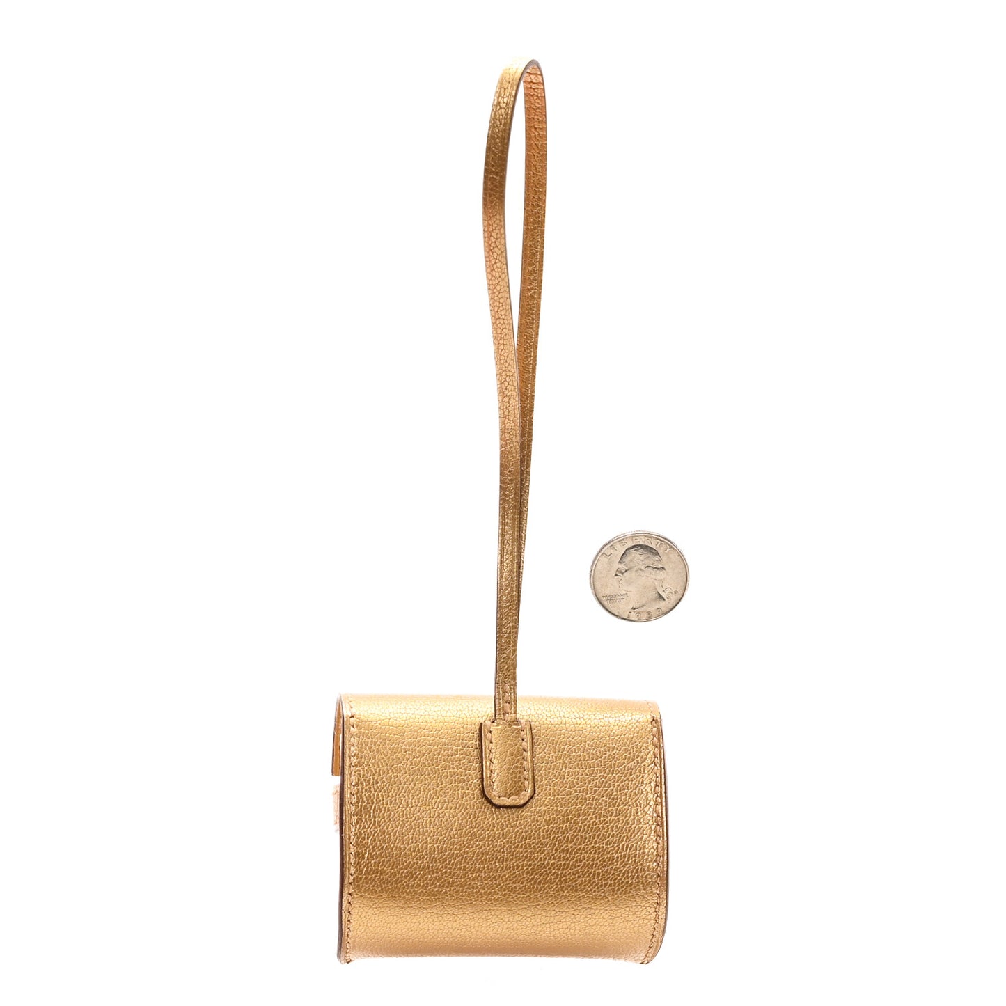 Metallic Chevre Chamkilight Festival Kelly Bag Charm Dore