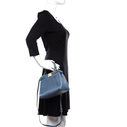 Fendi Nappa Mini Peekaboo Iconic Satchel Blue 2 of 10