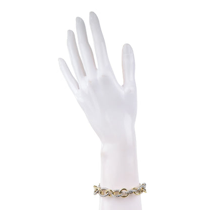 David Yurman Sterling Silver 18K Yellow Gold 12mm Large Oval Link Bracelet 2 of 6