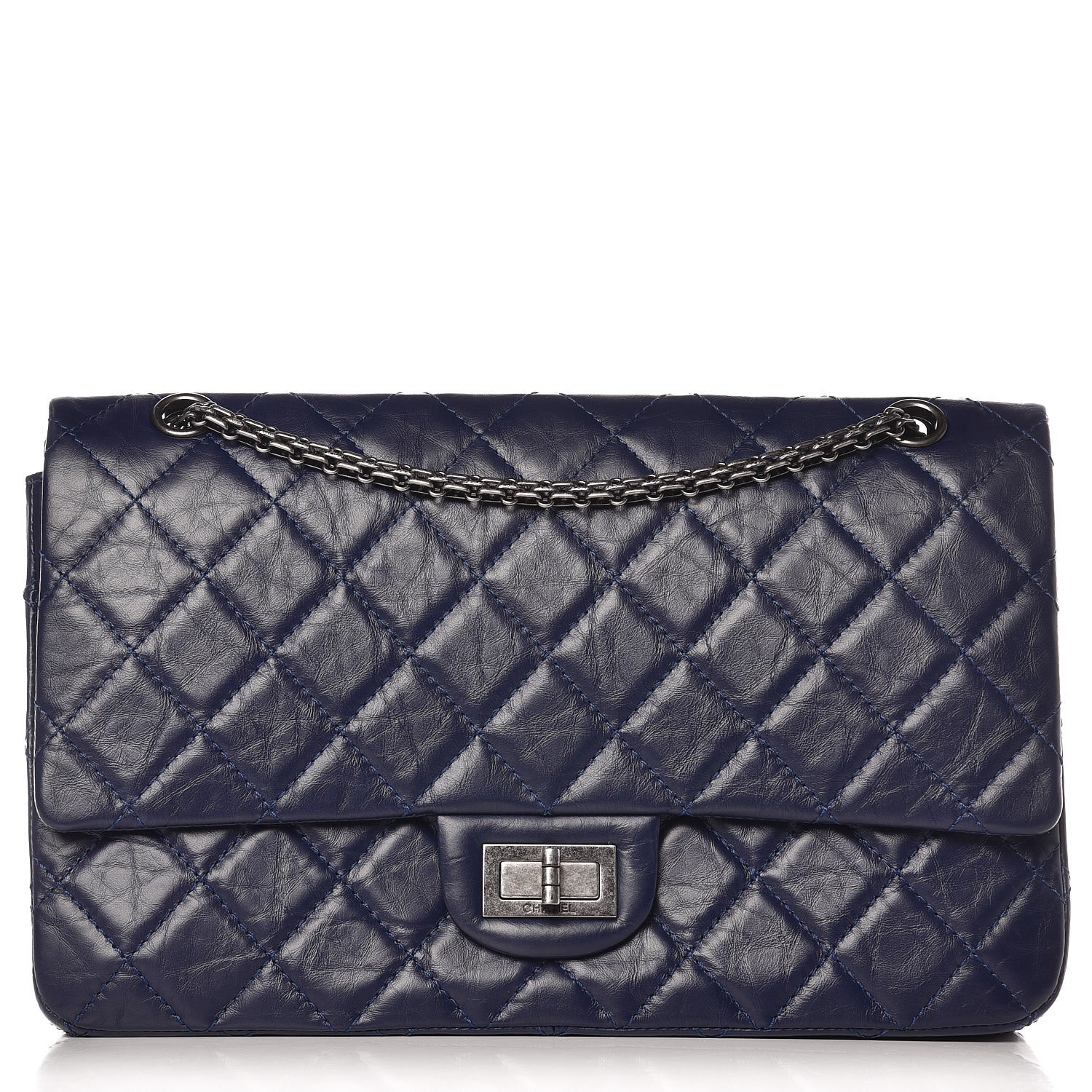 Chanel Aged Calfskin Quilted 2.55 Reissue 227 Flap Navy Blue 1 of 7