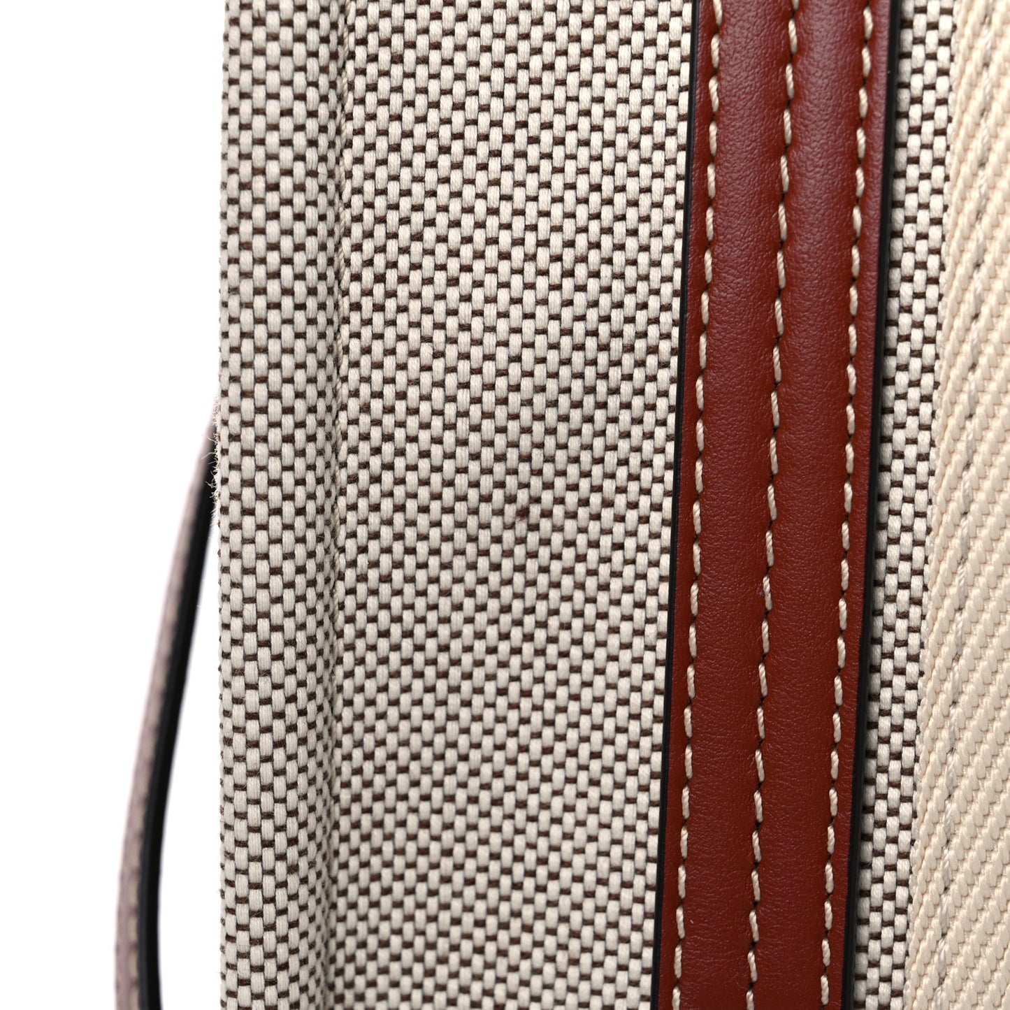 Cotton Calfskin Small Woody Ribbon Tote With Strap White Brown