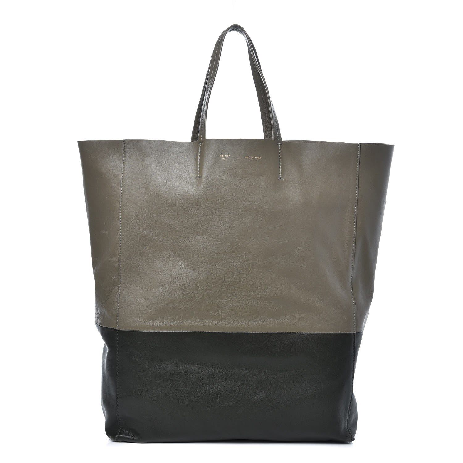 Celine Lambskin Vertical Bi-Cabas Grey Green 1 of 13