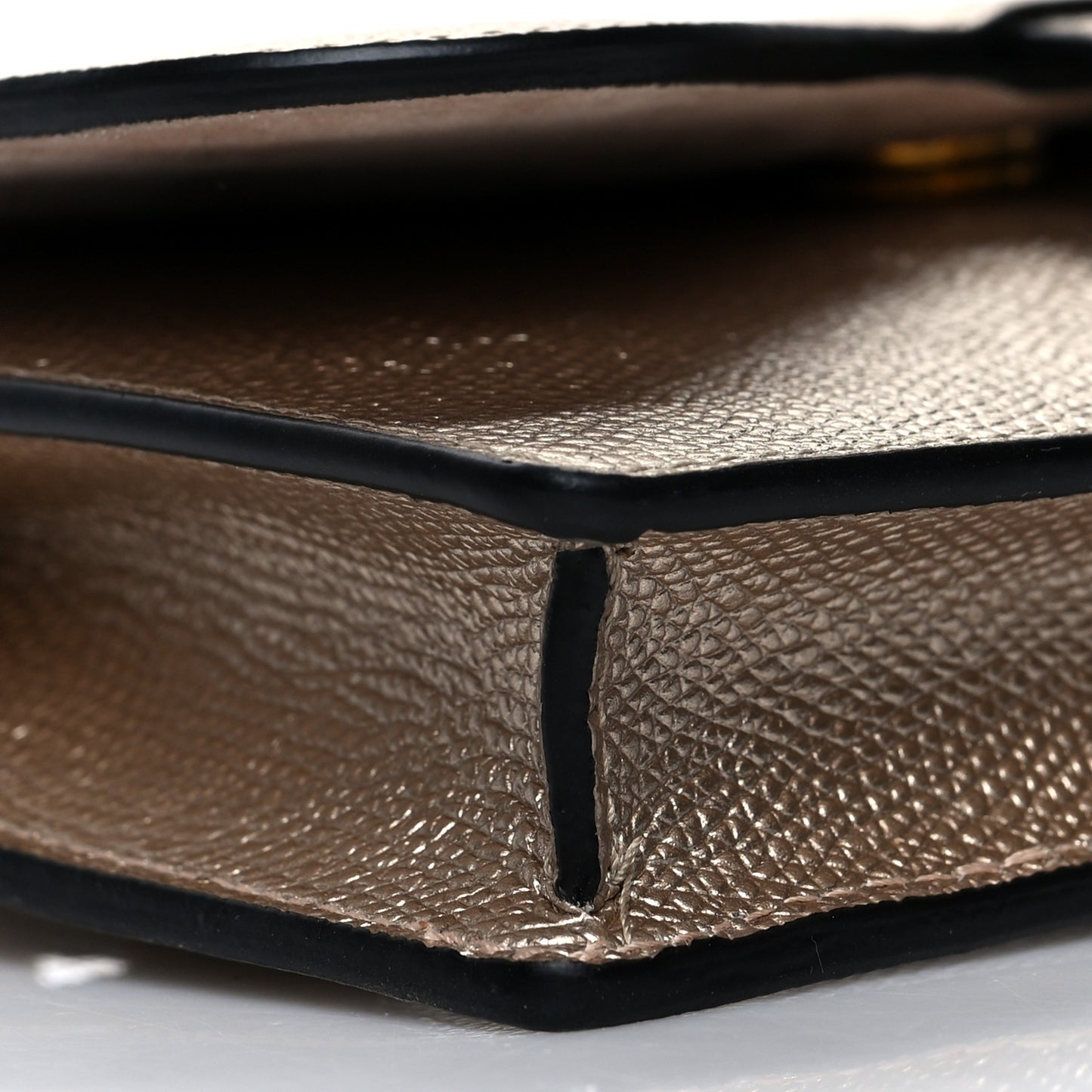 Metallic Grained Calfskin Saddle Belt Bag Gold