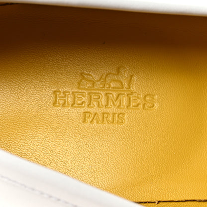 Hermes Calfskin Womens Paris Loafers 37.5 White Bois De Santal 8 of 10